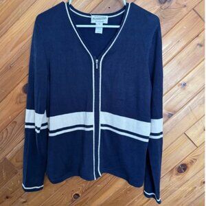 Pendleton Women's Navy and White Sweater Cardigan Size Medium